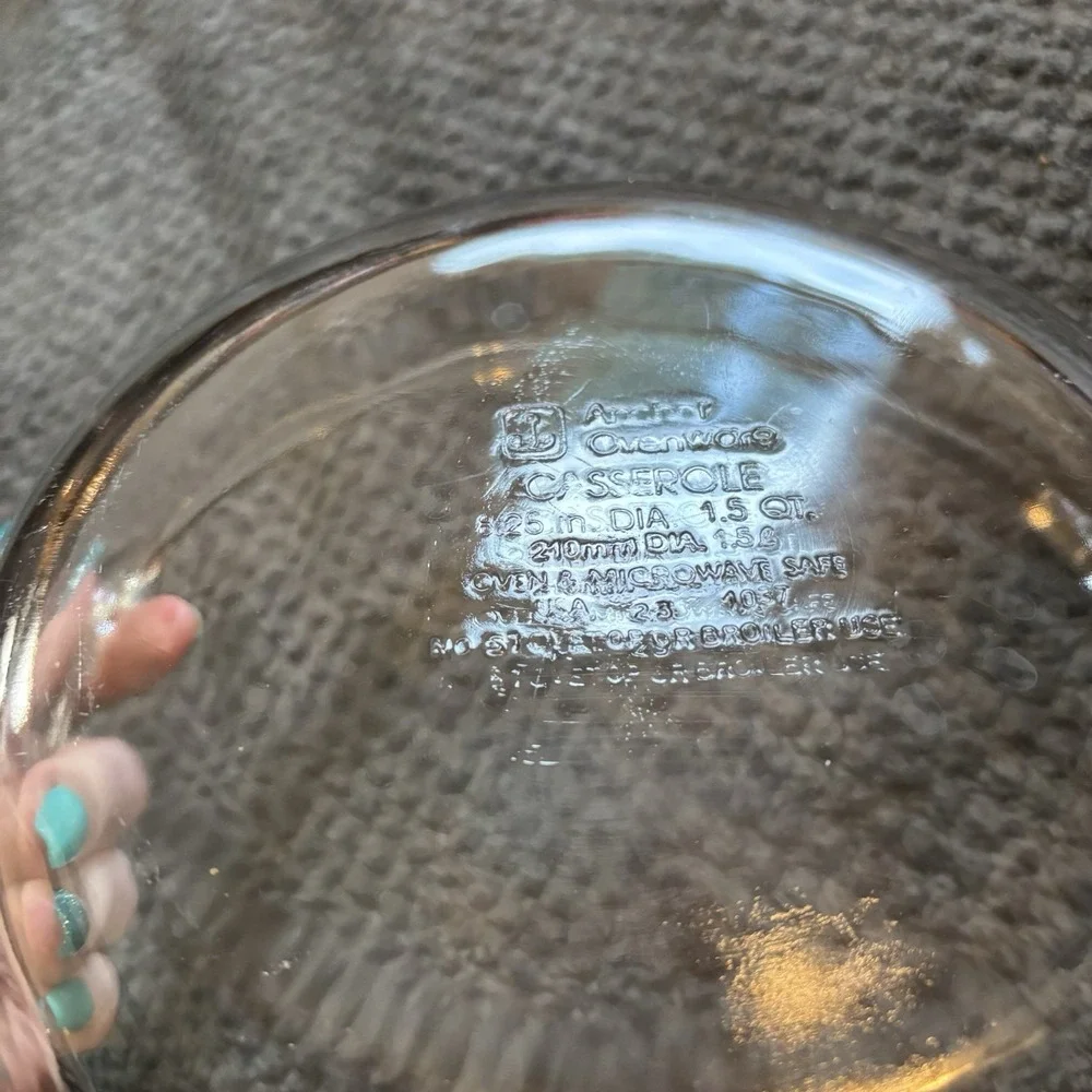 Anchor Hocking Ovenware Glass Casserole‎ Baking Dish #1037, 1.5 Qt Vintage USA